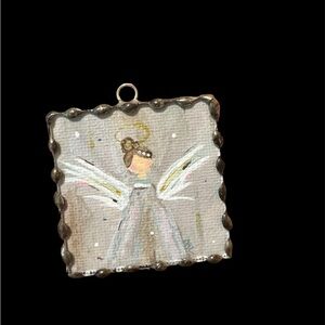 Angelic Whimsey Angel Pendant with Scalloped Frame